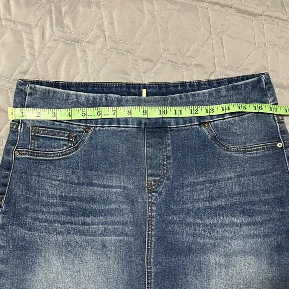 Sz 12 Tribal Blue Washed Denim Pencil Skirt - Picture 8 of 11